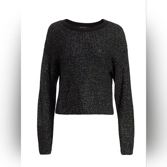NWT Rag & Bone Jubilee Metallic Merino Wool Crop Sweater - Picture 6 of 13